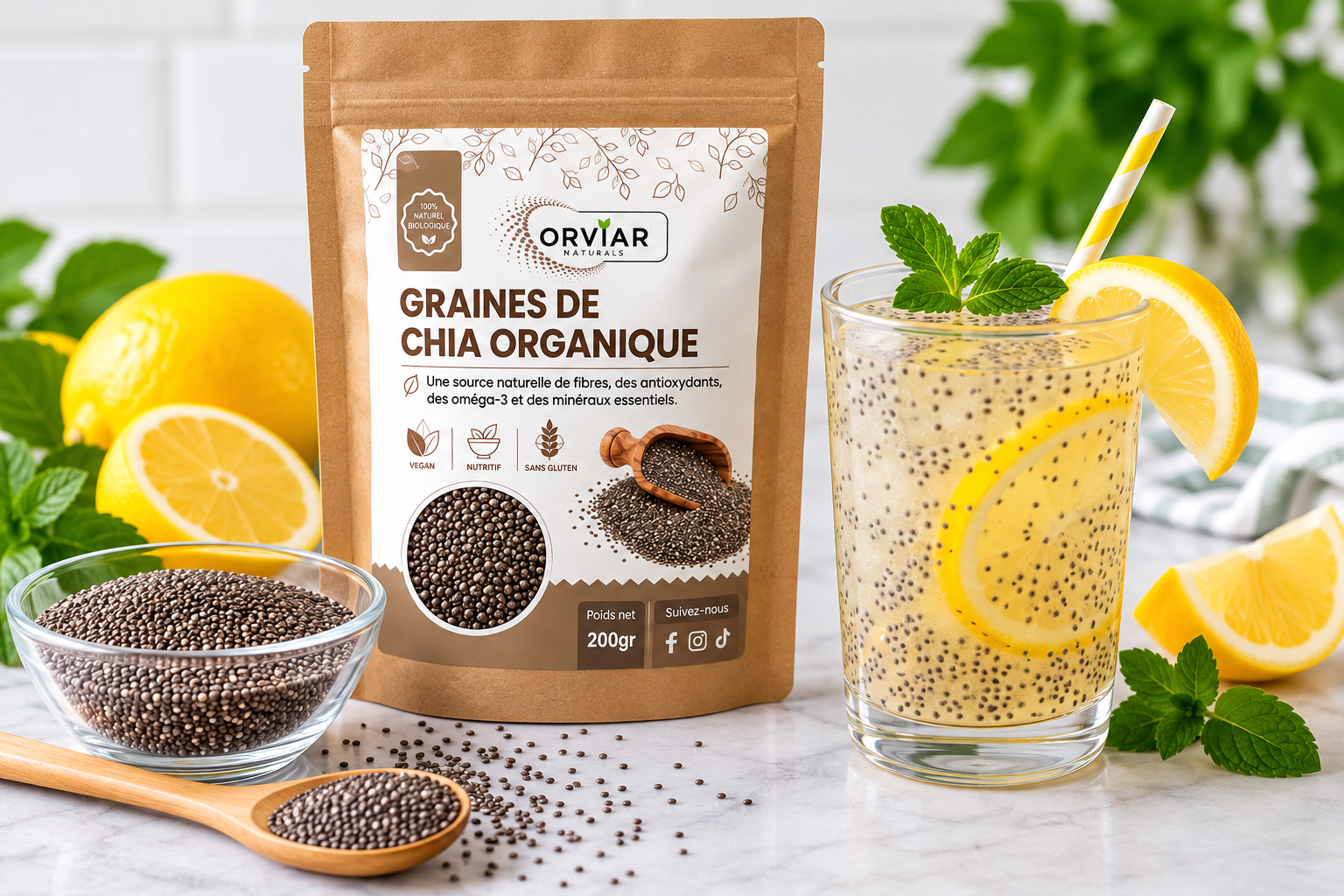Boisson chia-citron : recette minceur et satiété