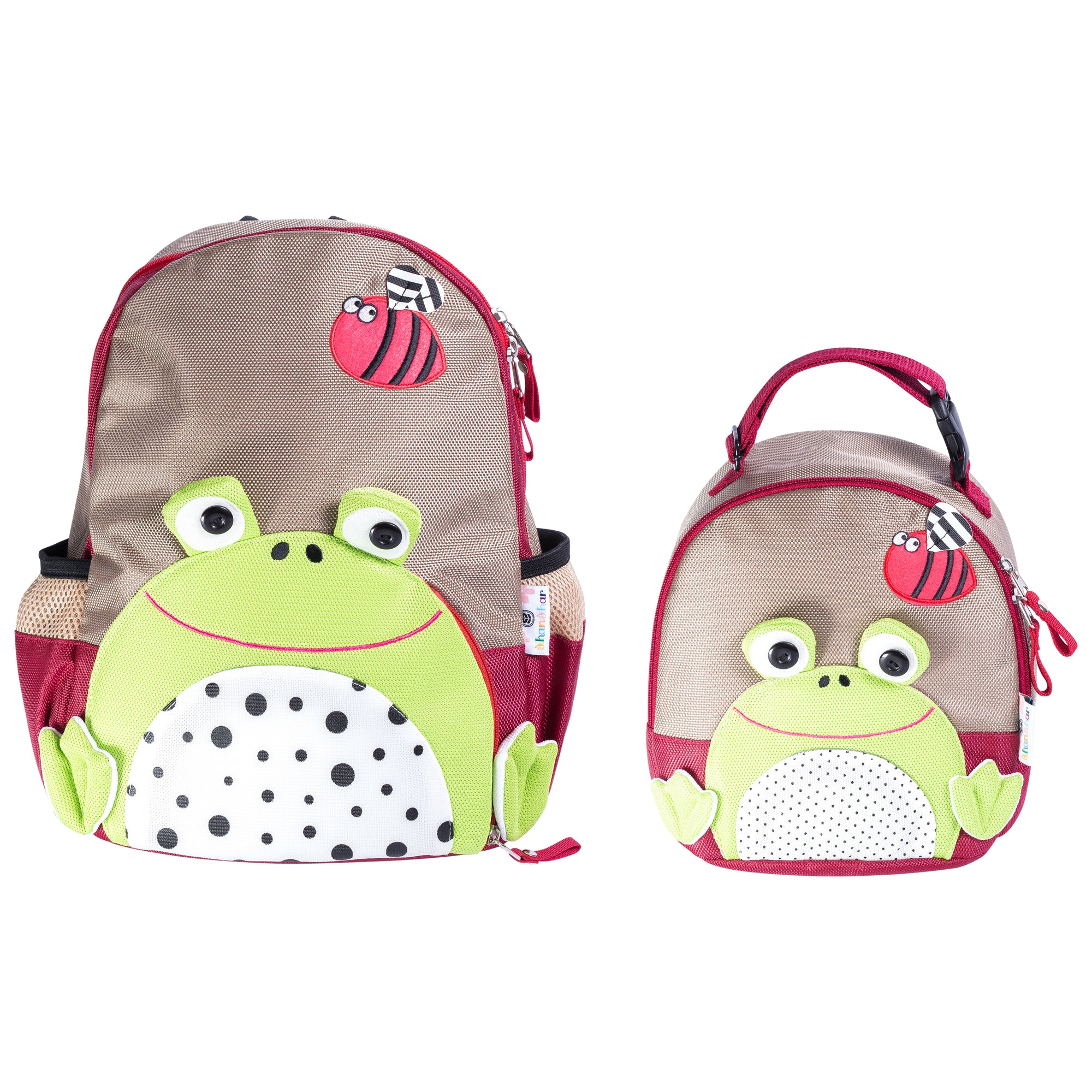 ShanShar Sac à dos scolaire - motif Frog , Brown avec sac pour gamelle