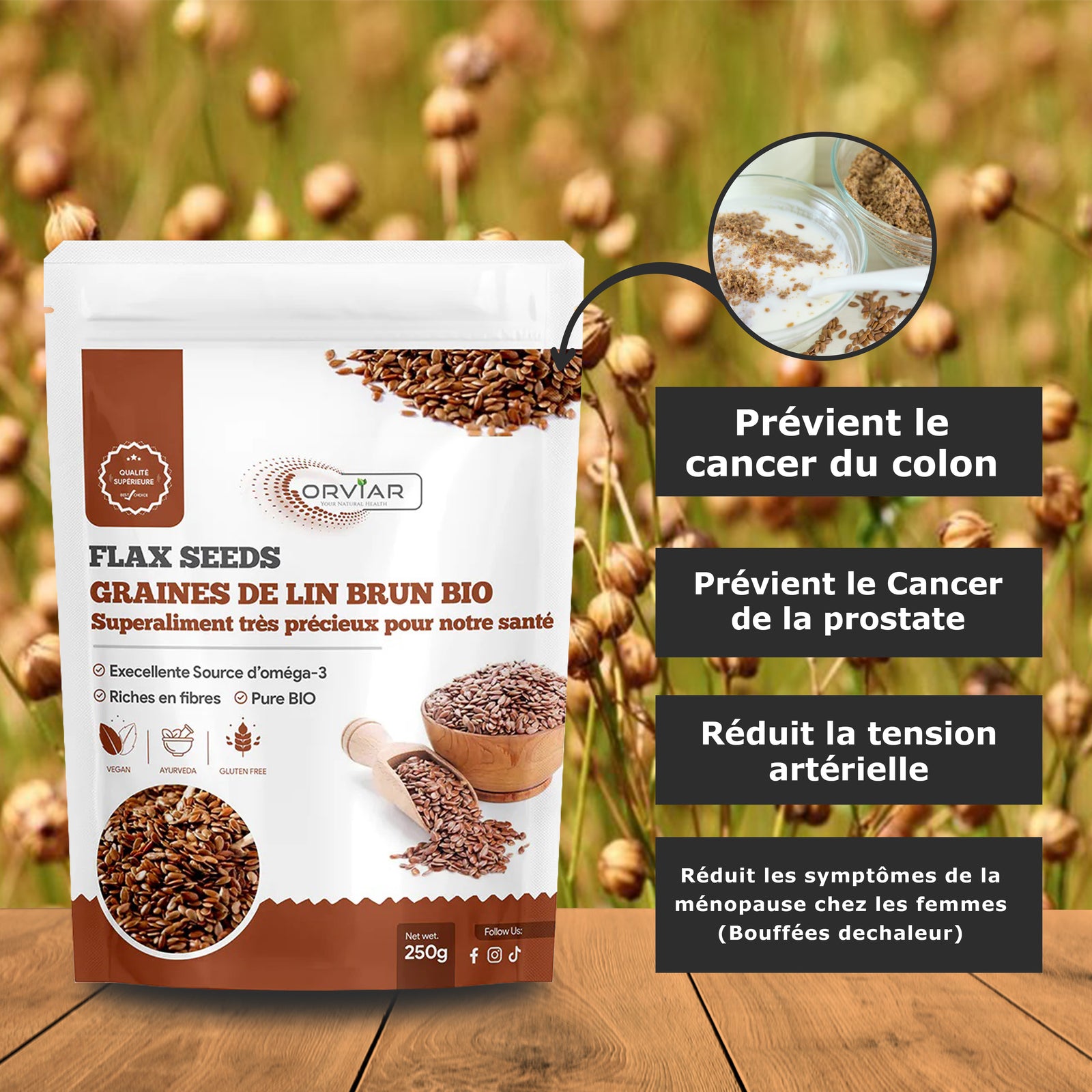 GRAINES DE LIN BRUN BIO 250 gr