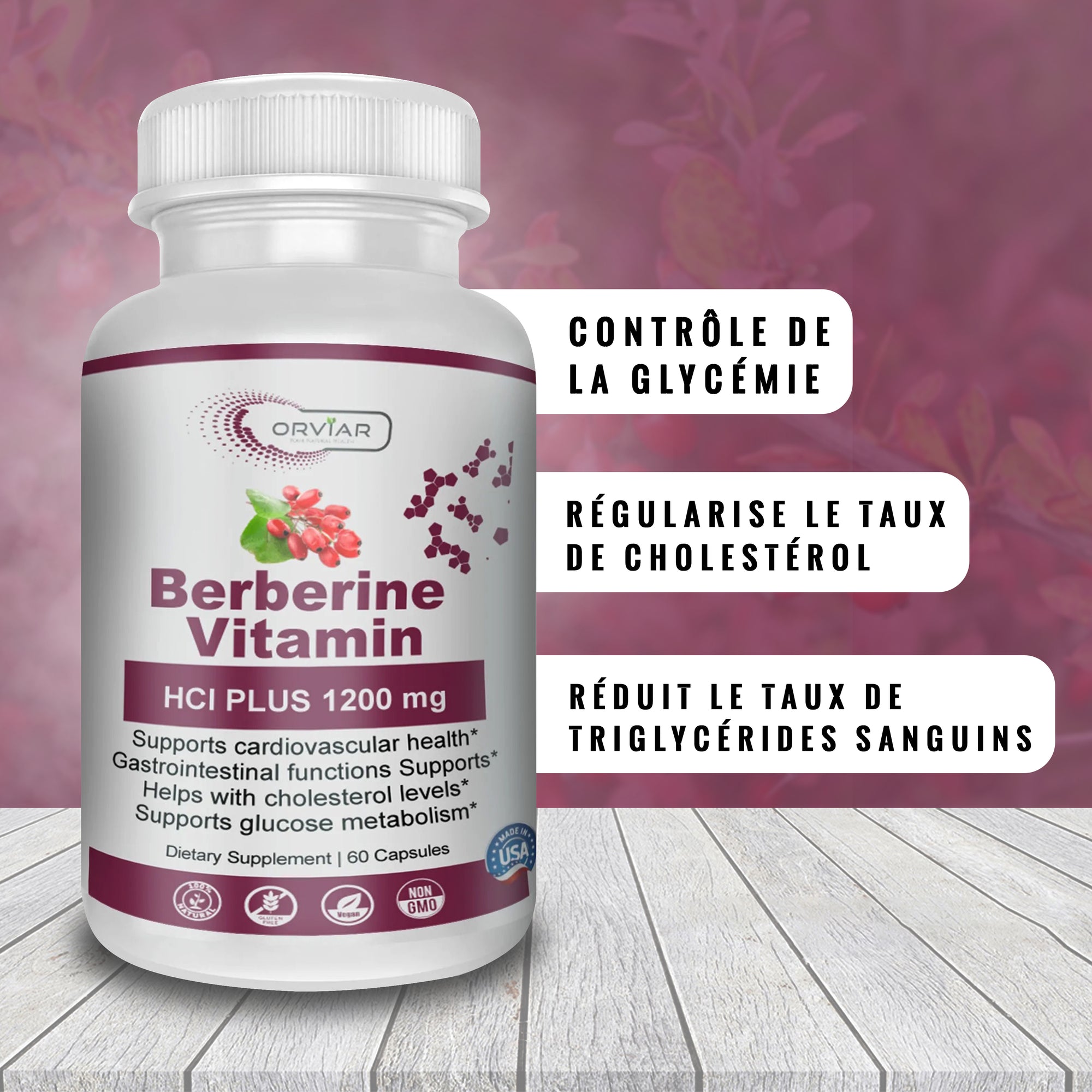 Complément alimentaire - Vitamine Berbérine - HCI PLUS 1200 mg