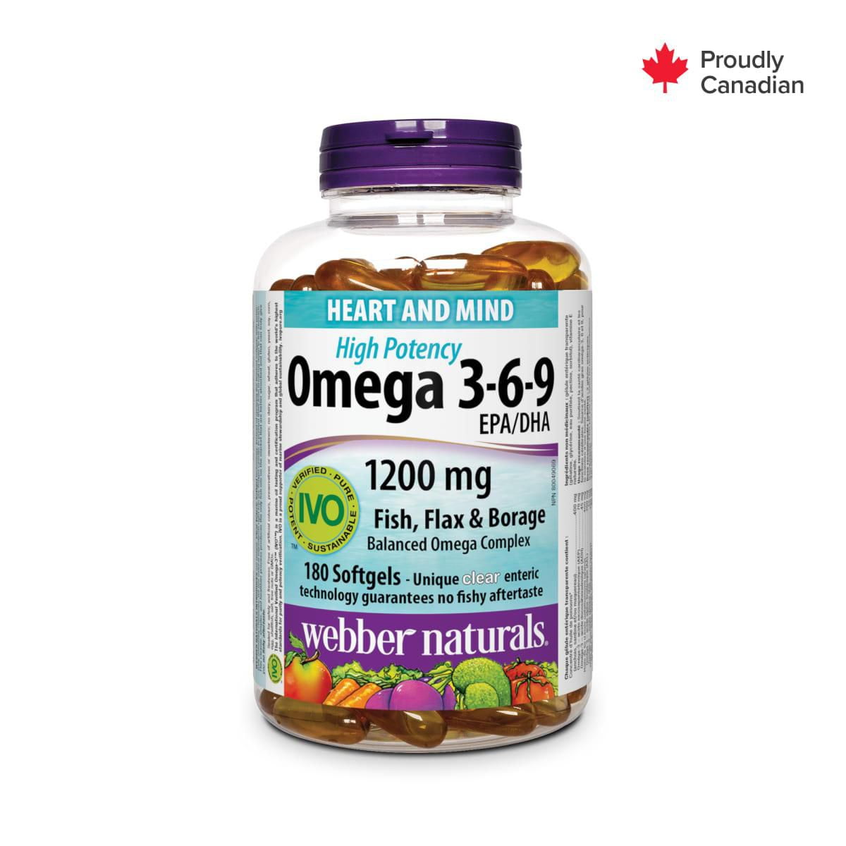 Complement alimentaire | Omega 3-6-9 Huile de poisson 1200 mg 180 gélules