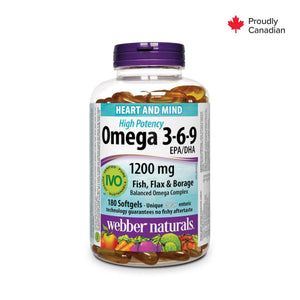 Complement alimentaire | Omega 3-6-9 Huile de poisson 1200 mg 180 gélules