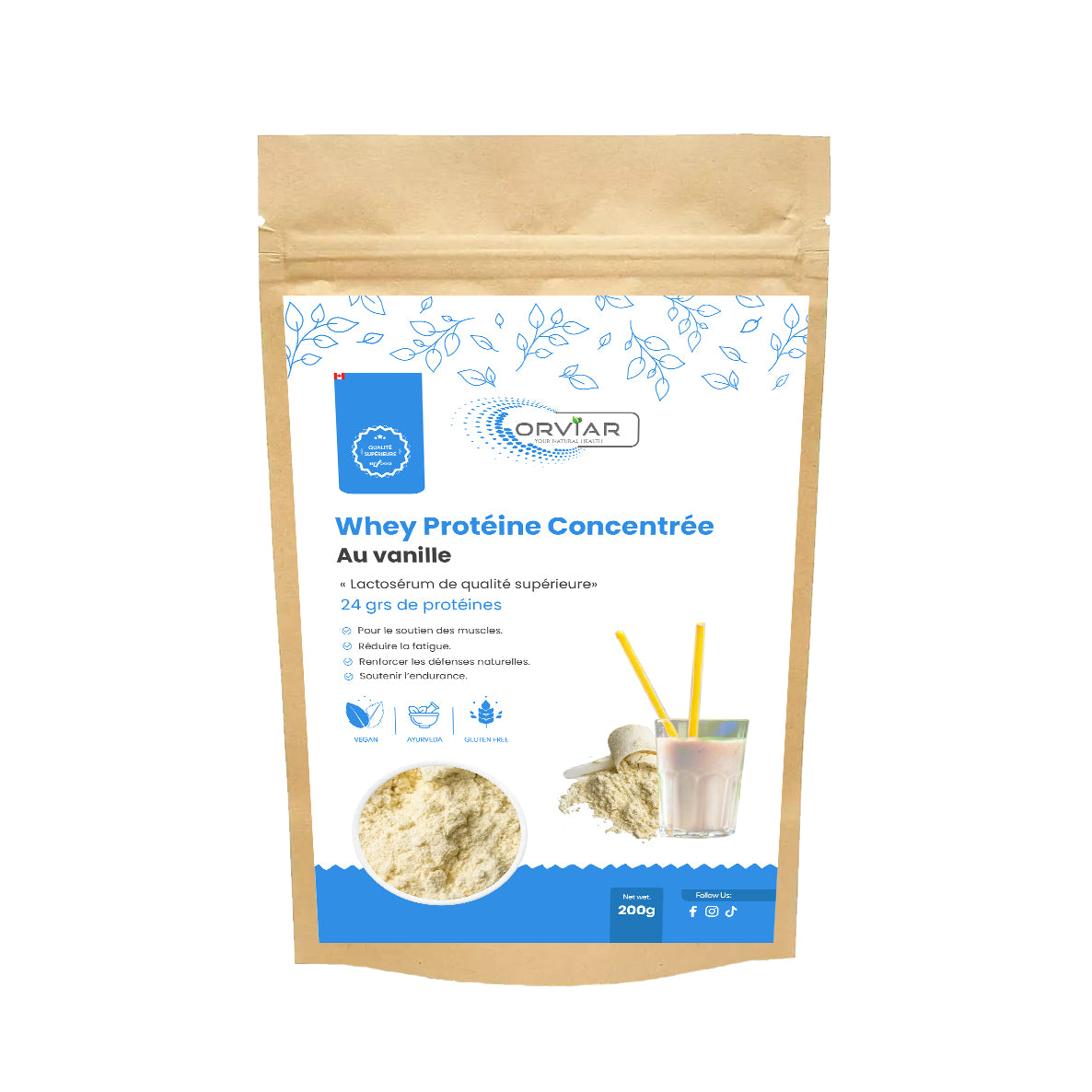 Protéine à la vanille (Whey Protein) – Énergie, Force & Récupération 200gr