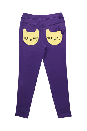 Collant ( Legging ) en cotton pour fille  - Violet