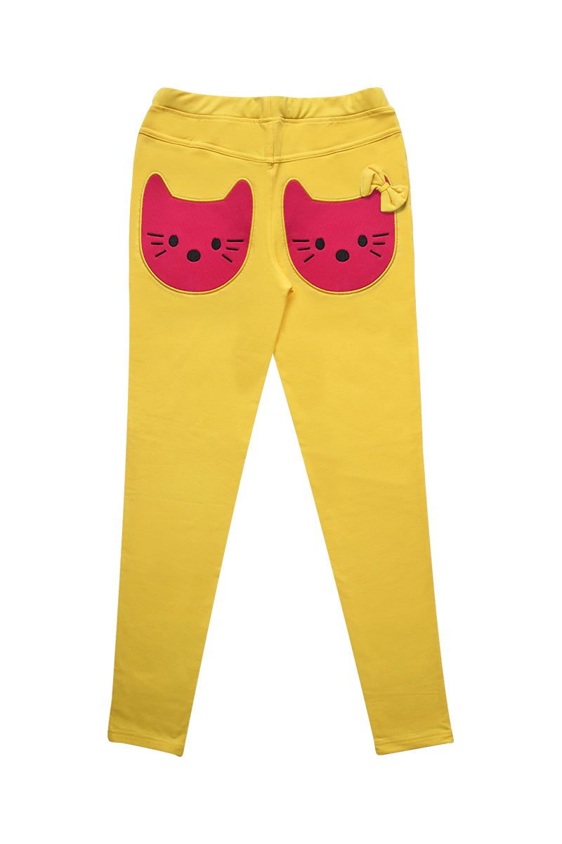 Collant ( Legging ) en cotton pour fille - Jaune Moutarde