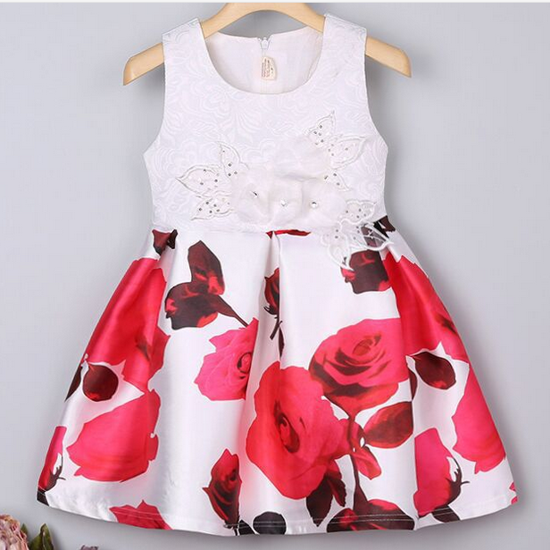 Robe tendance fille ShanShar motif Rose
