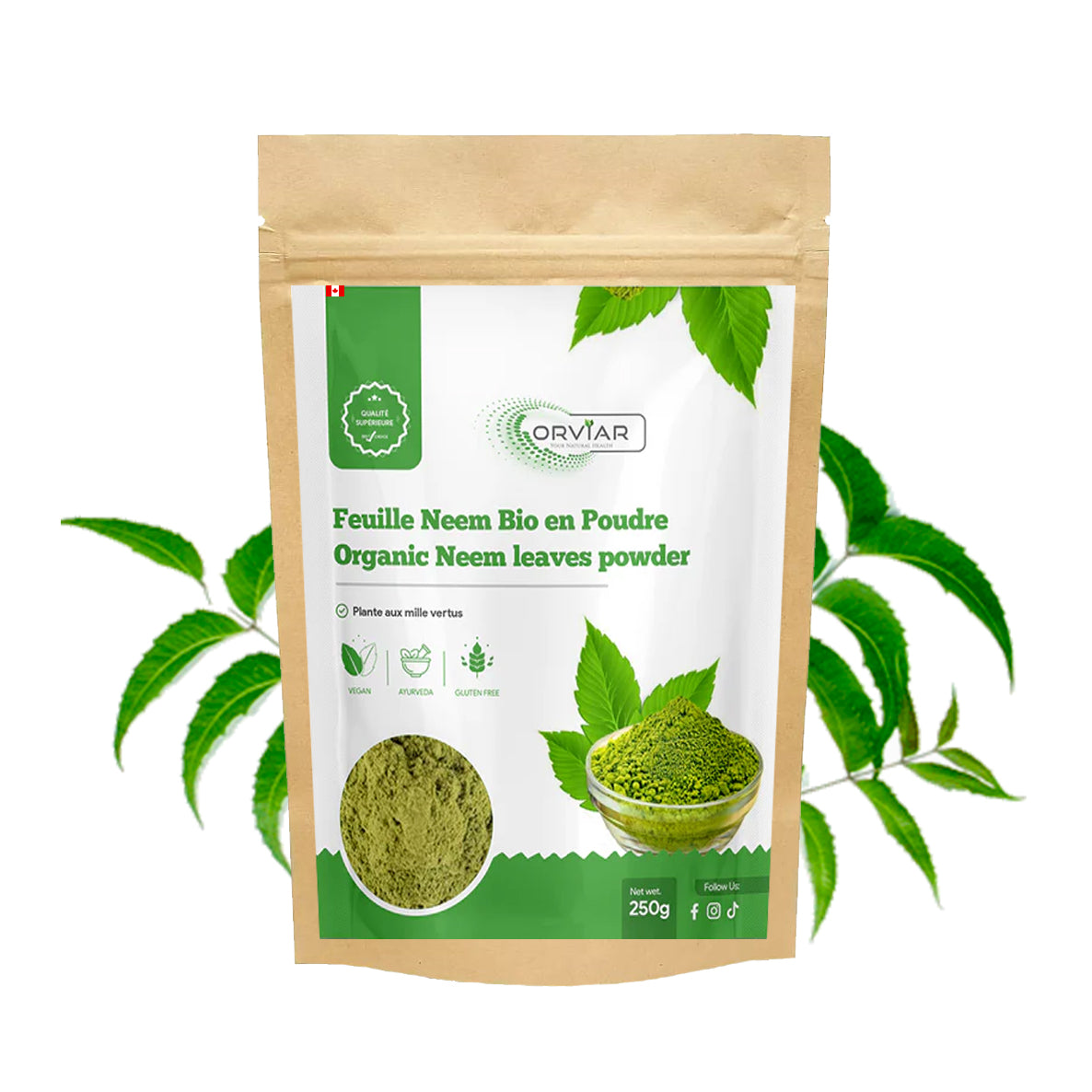 Poudre de Feuille de Neem Ayurvédique -  250gr