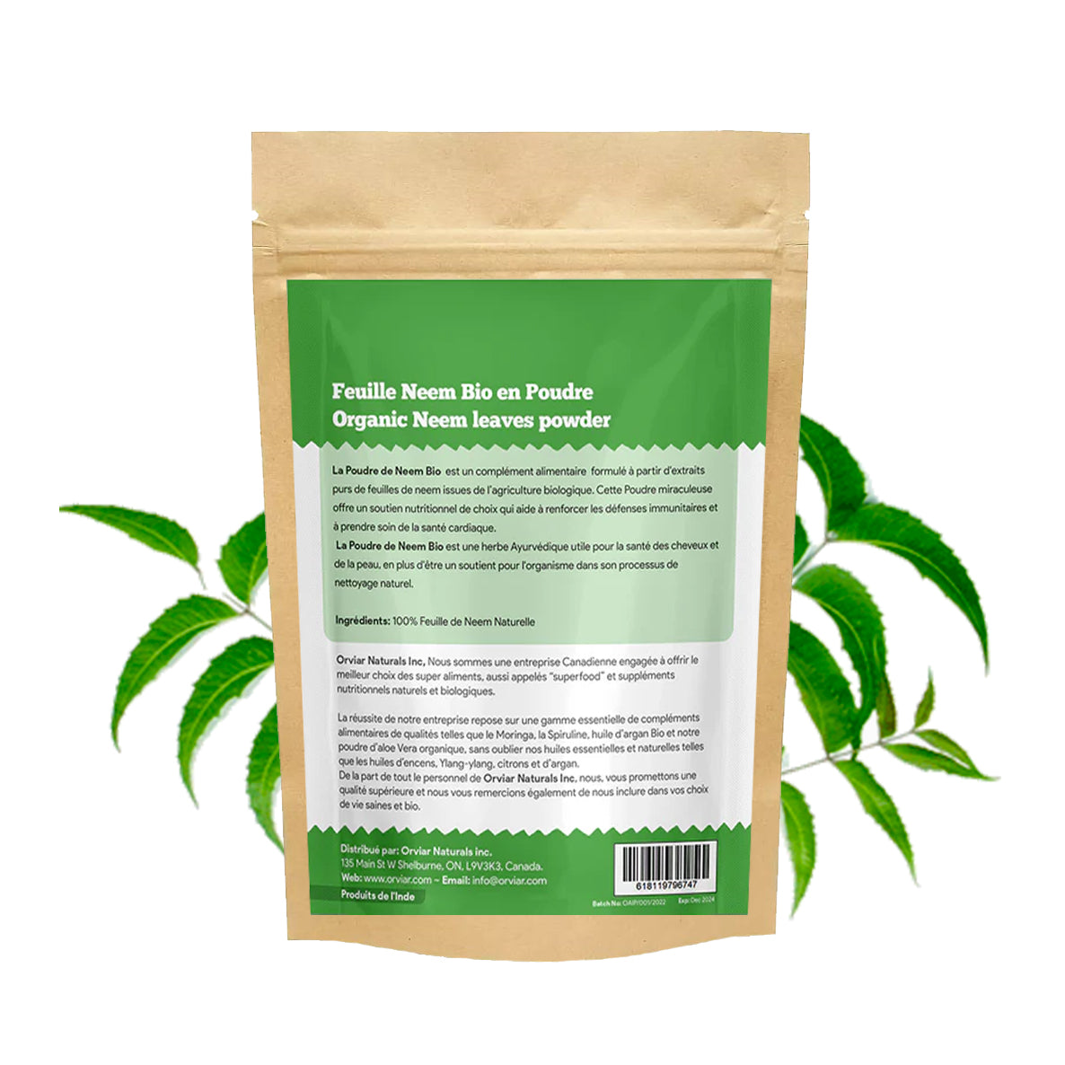 Poudre de Feuille de Neem Ayurvédique -  250gr