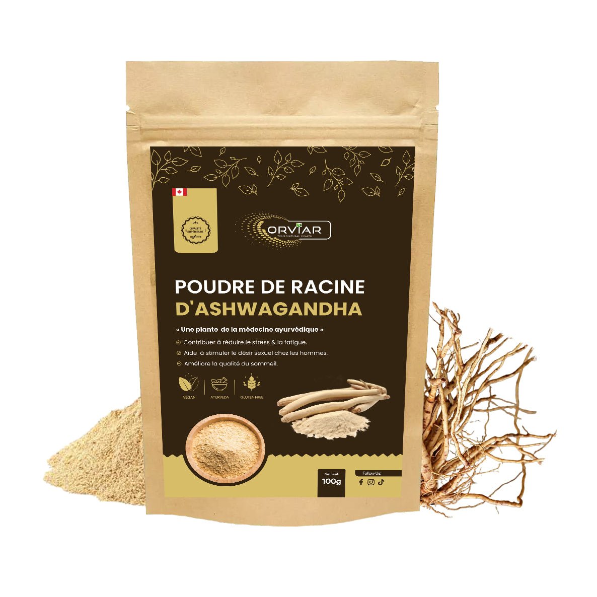 Ashwagandha en Poudre Bio, Ginseng Indien 100g
