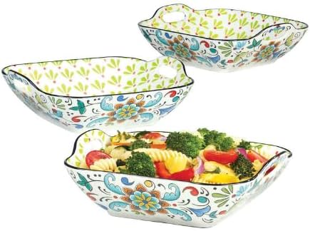 Cuisine Ensemble de 3 Bols Carrés en Porcelaine avec Poignées