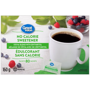 Édulcorant sans calorie au stévia  -  80 sachets individuels