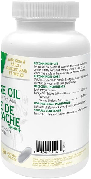 Huile de bourrache à base de plantes – Acides gras essentiels oméga 6