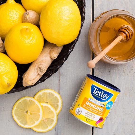 Tetley Super tisane immunité : citron et échinacée avec zinc – 20 sachets
