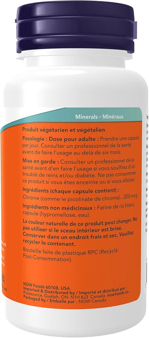 Complement Alimentaire Chrome 200 mcg, Co-facteur de l'insuline* 100 cap