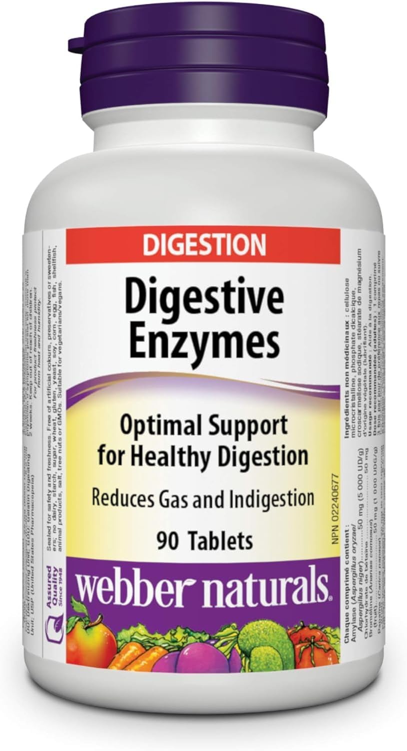 Complement Alimentaire |Enzymes digestives, 90 comprimés, soutien digestif, végétalien