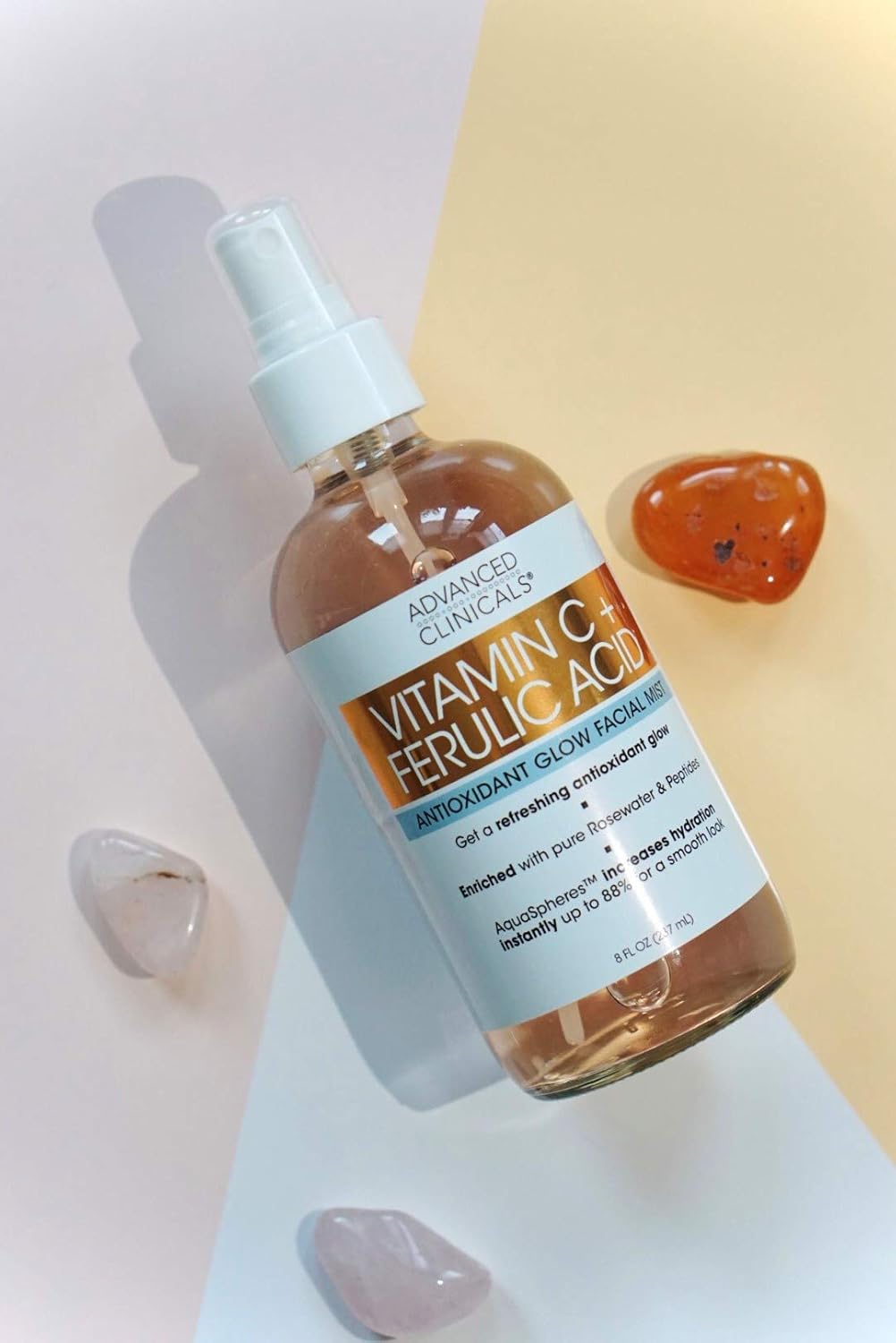 Advanced Clinicals Brume éclatante antioxydante pour le visage à la vitamine C et à l'acide férulique, 227 g