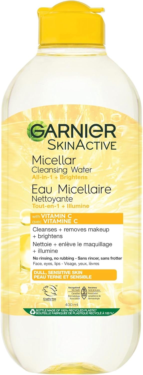Garnier Eau nettoyante micellaire, démaquillant tout-en-un et nettoyant pour le visage avec vitamine C