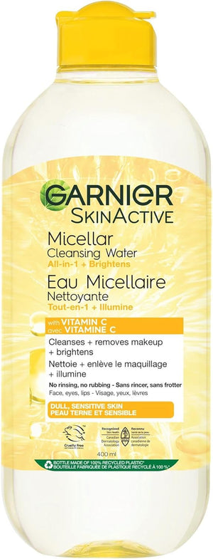 Garnier Eau nettoyante micellaire, démaquillant tout-en-un et nettoyant pour le visage avec vitamine C