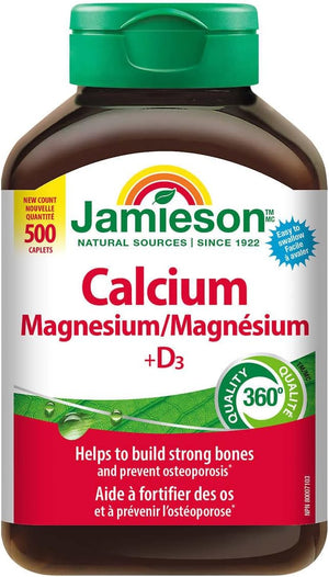 Complement alimentaire | Calcium magnésium avec vitamine D3, 500 caplets