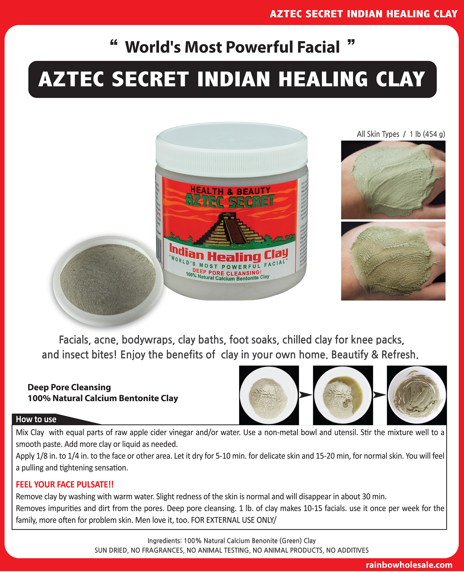 Poudre Aztec Secret Indian Healing Clay - Argile bentonite  0.5 kg