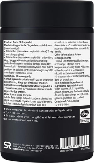 Complement Alimentaire Astaxanthine - 12 mg - 60 gélules pour adultes