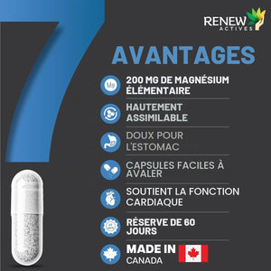 Complement Alimentaire Glycinate de magnésium 400 mg  120 Capsules