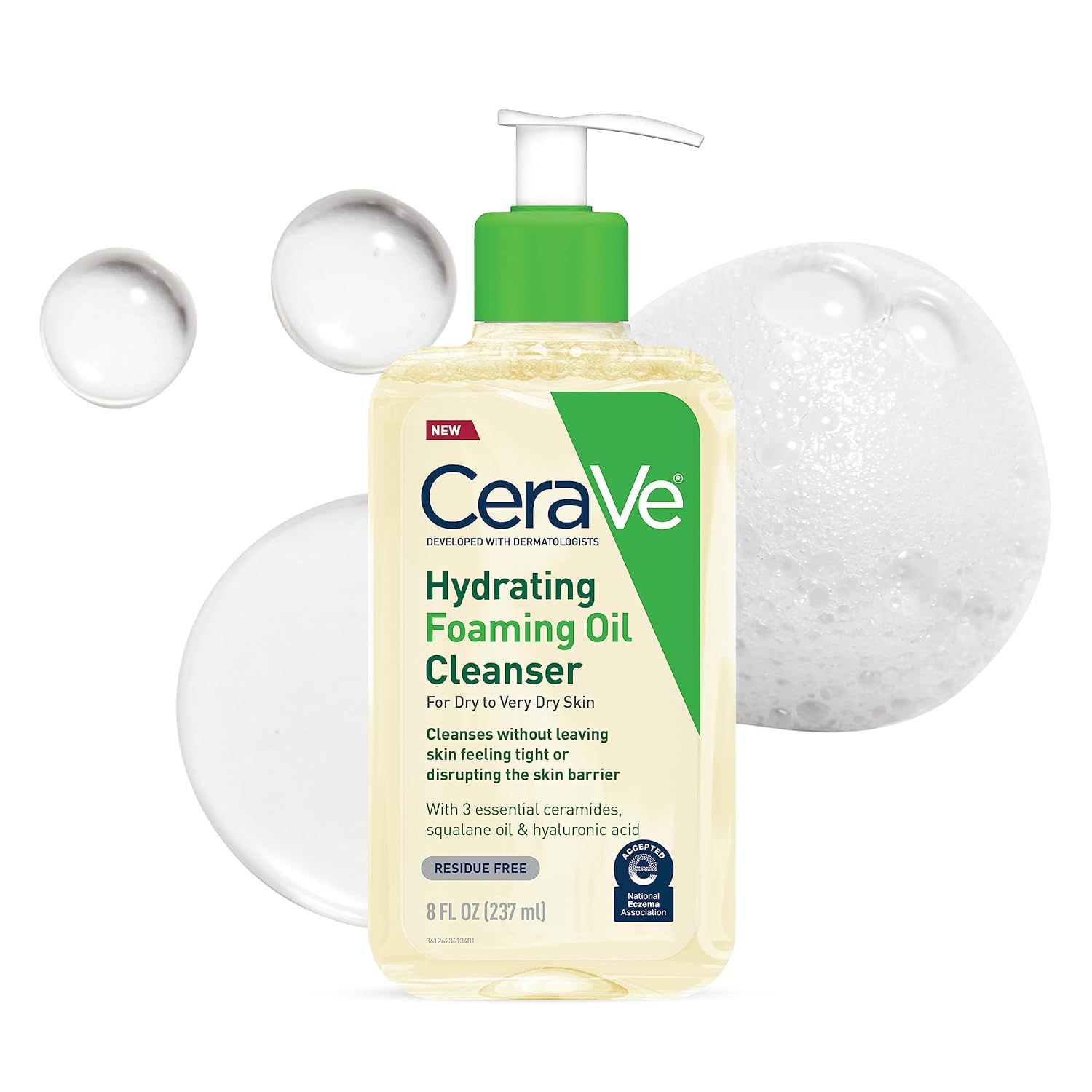 CeraVe Huile nettoyante pour le visage, huile moussante hydratante - 237ml