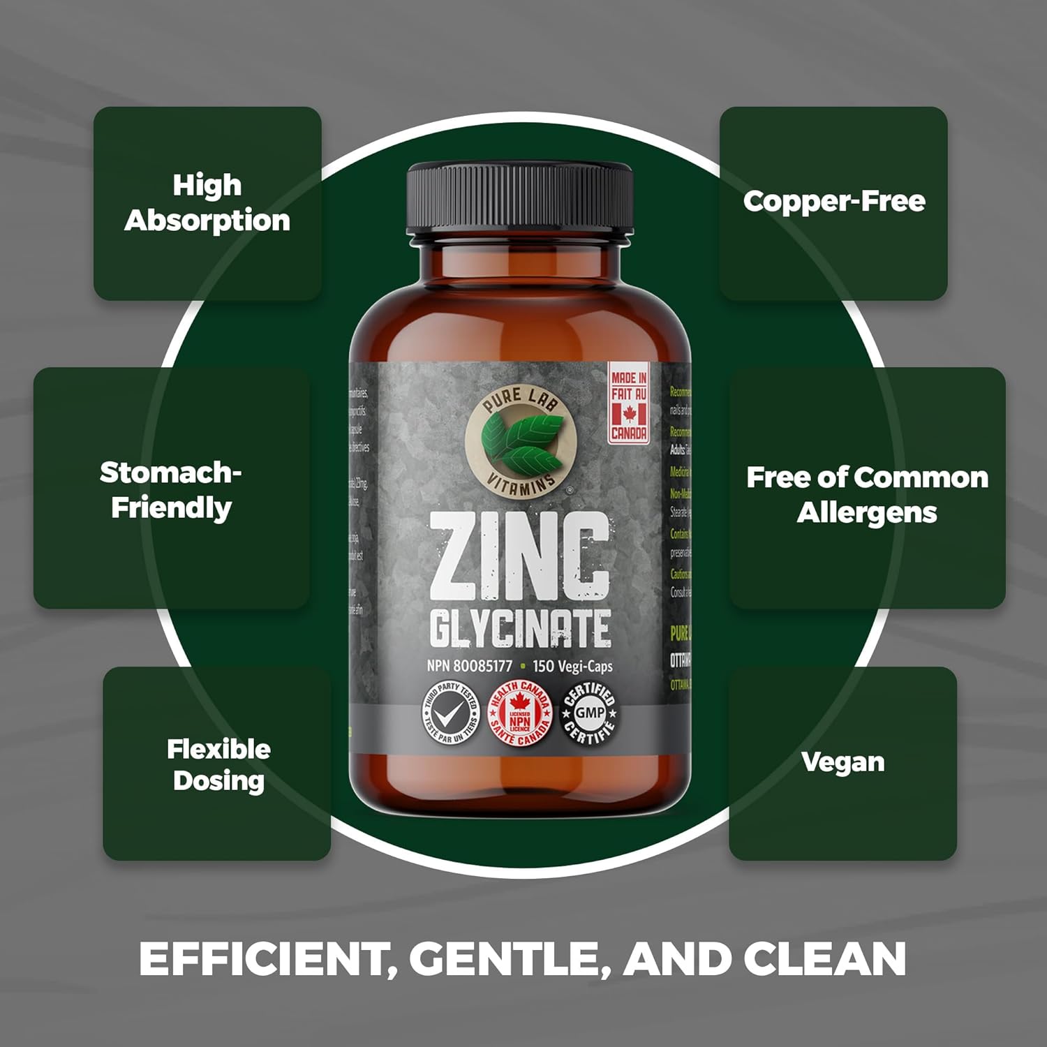 Complément minéral glycinate de zinc 150 capsules