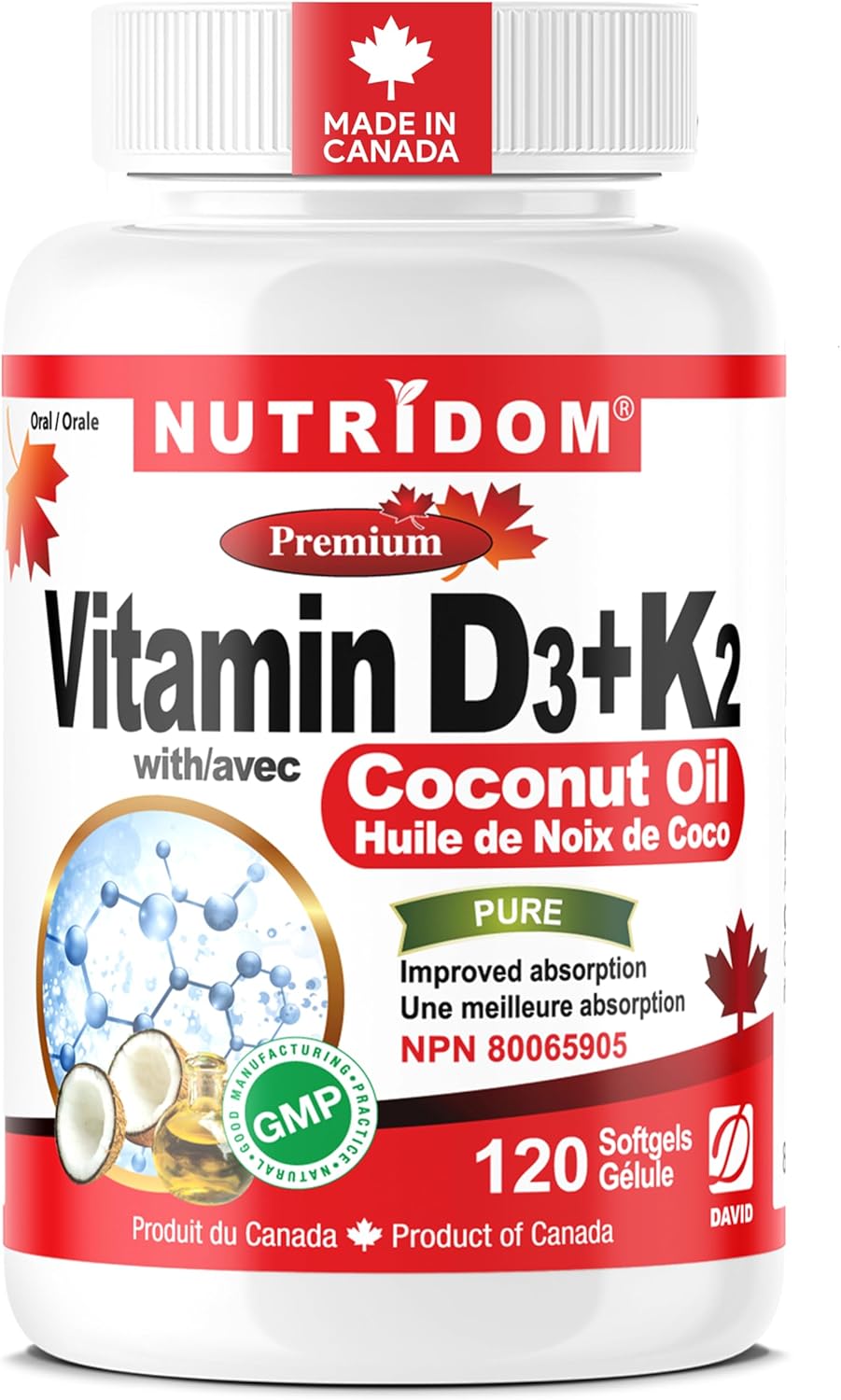 Vitamine K2 + D3 | la plus haute puissance 120 MCG/1000 UI – 120 gélules