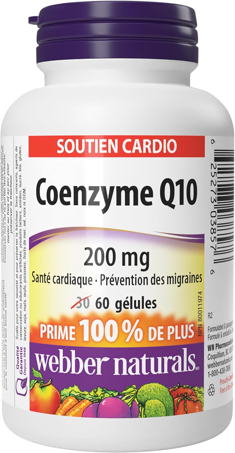 Complement alimentaire | Coenzyme Q10 (CoQ10) 200 mg, 60 gélules, antioxydant à haute puissance