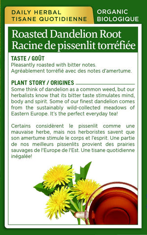 Tisane biologique avec feuilles de pissenlit et racines, 16 sachets