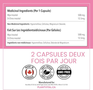 Complément alimentaire  Myo-Inositol & D-Chiro Inositol 120 Capsules