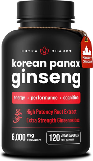 Coréen Rouge Panax ginseng 1000 mg – 120 Vegan capsules