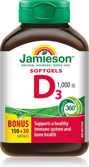 Jamieson Vitamine D3 1 000 UI180 Gélules