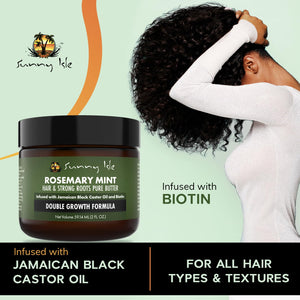 Sunny Isle Beurre Capillaire Romarin & Menthe – Cheveux Forts et Racines Renforcées 57 g
