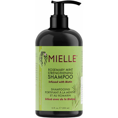 Mielle, Strengthening Shampoo, Rosemary Mint, 12 fl oz (355 ml) infusé de biotine et favorise des cheveux plus longs et plus sains