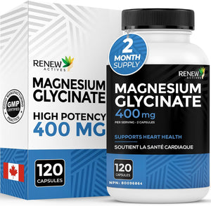Complement Alimentaire Glycinate de magnésium 400 mg  120 Capsules