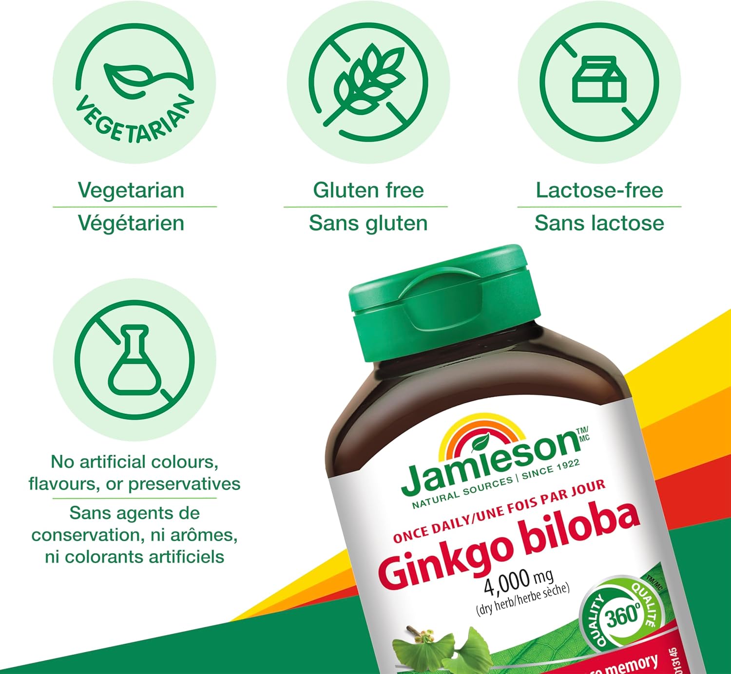 Complement alimentaire Ginkgo Biloba 4 000 mg – Sans gluten, 90 sachets
