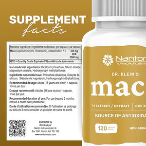 Maca Péruvienne concentré, à base de racine de maca 7:1, 120 gélules.