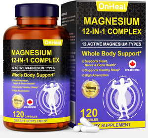 Complexe de magnésium  12 en 1 , 120 capsules
