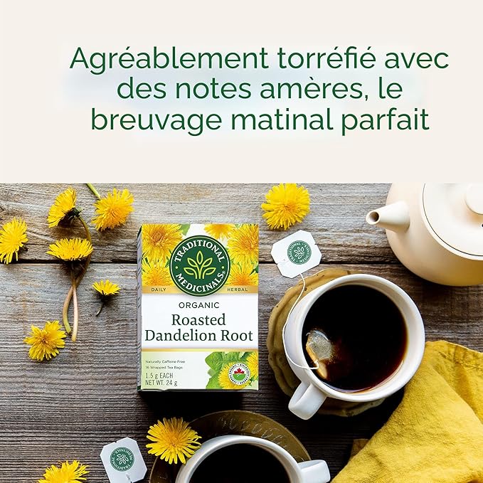 Tisane biologique avec feuilles de pissenlit et racines, 16 sachets