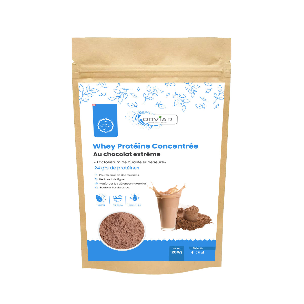 Protéine chocolat au lait extrême (Whey Protein) – Énergie, Force & Récupération 200gr