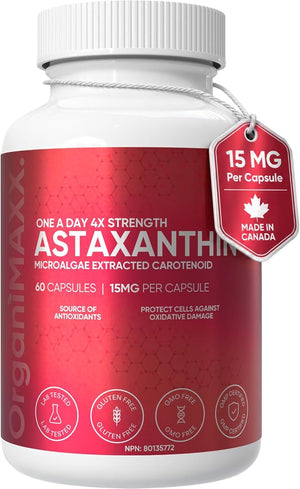 Complement Alimentaire Astaxanthine 15 mg  4X puissance, |60 gélules