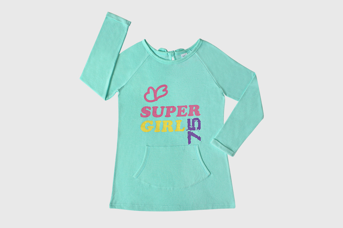 Pull-over ShanShar Super girl turquoise design