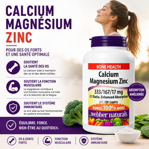 Complement alimentaire Calcium Magnésium Zinc mg 200 caplets