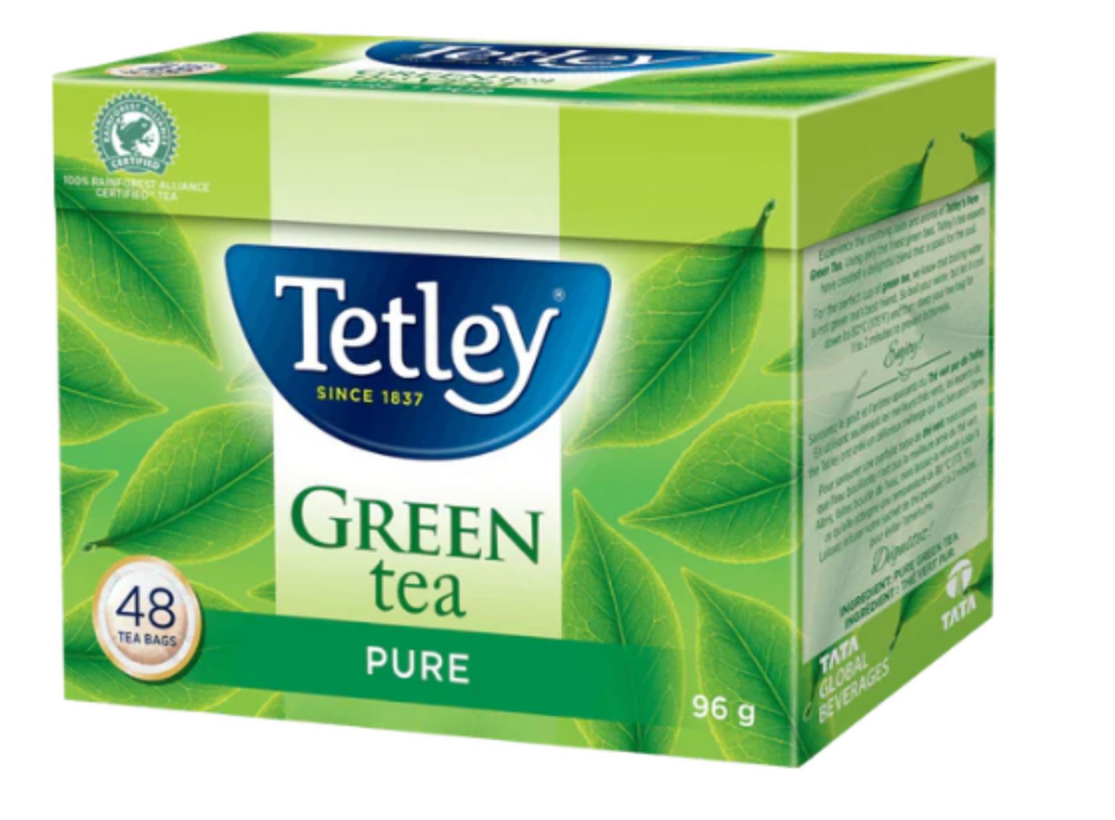 Tetley Thé vert pur, 48 sachets de thé