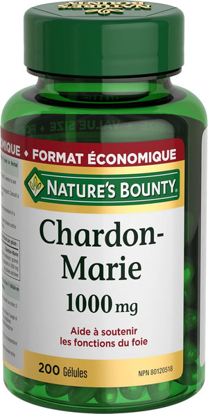Complement alimentaire | Chardon-Marie, 1 000 mg, soutenir la fonction hépatique, Protecteur du foie  200 gélules molles