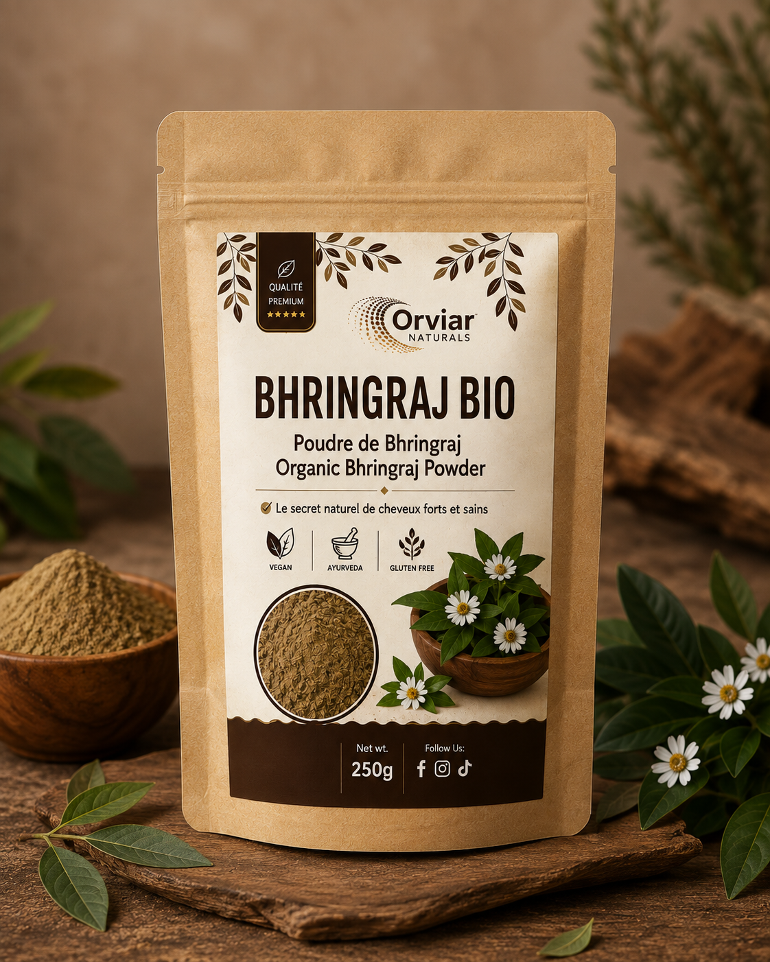 Poudre Bhringraj  - Contre  la chute des cheveux  250gr