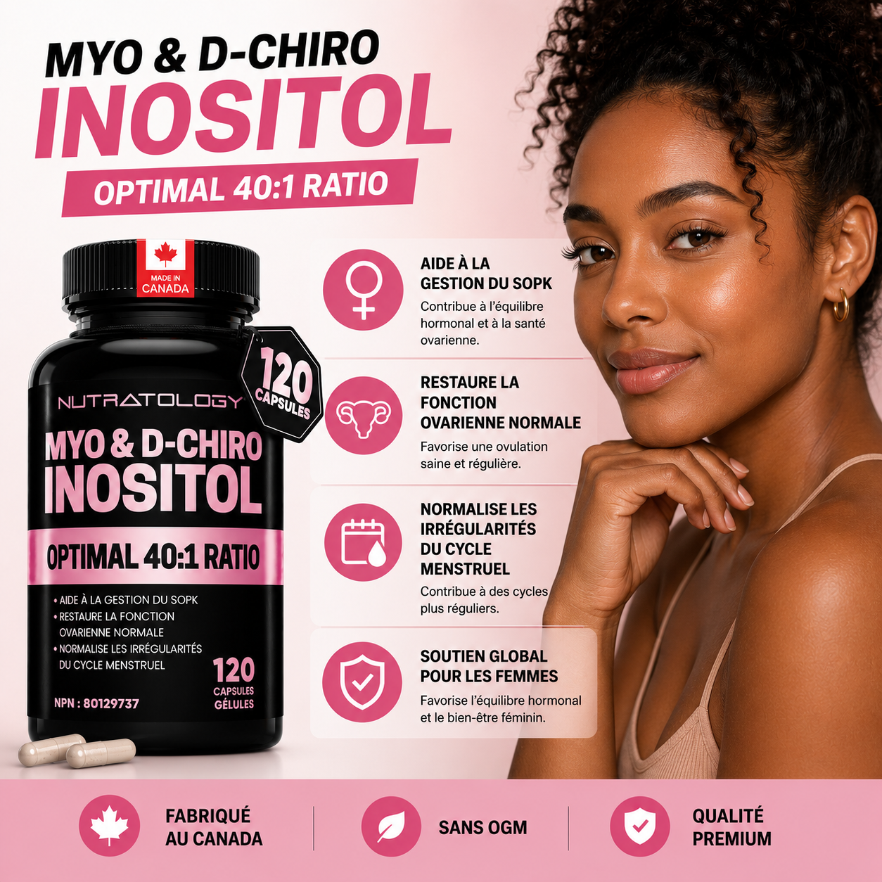 Complement Alimentaire Myo-Inositol & D-Chiro Inositol Capsules – Supplément de SOPK pour femme