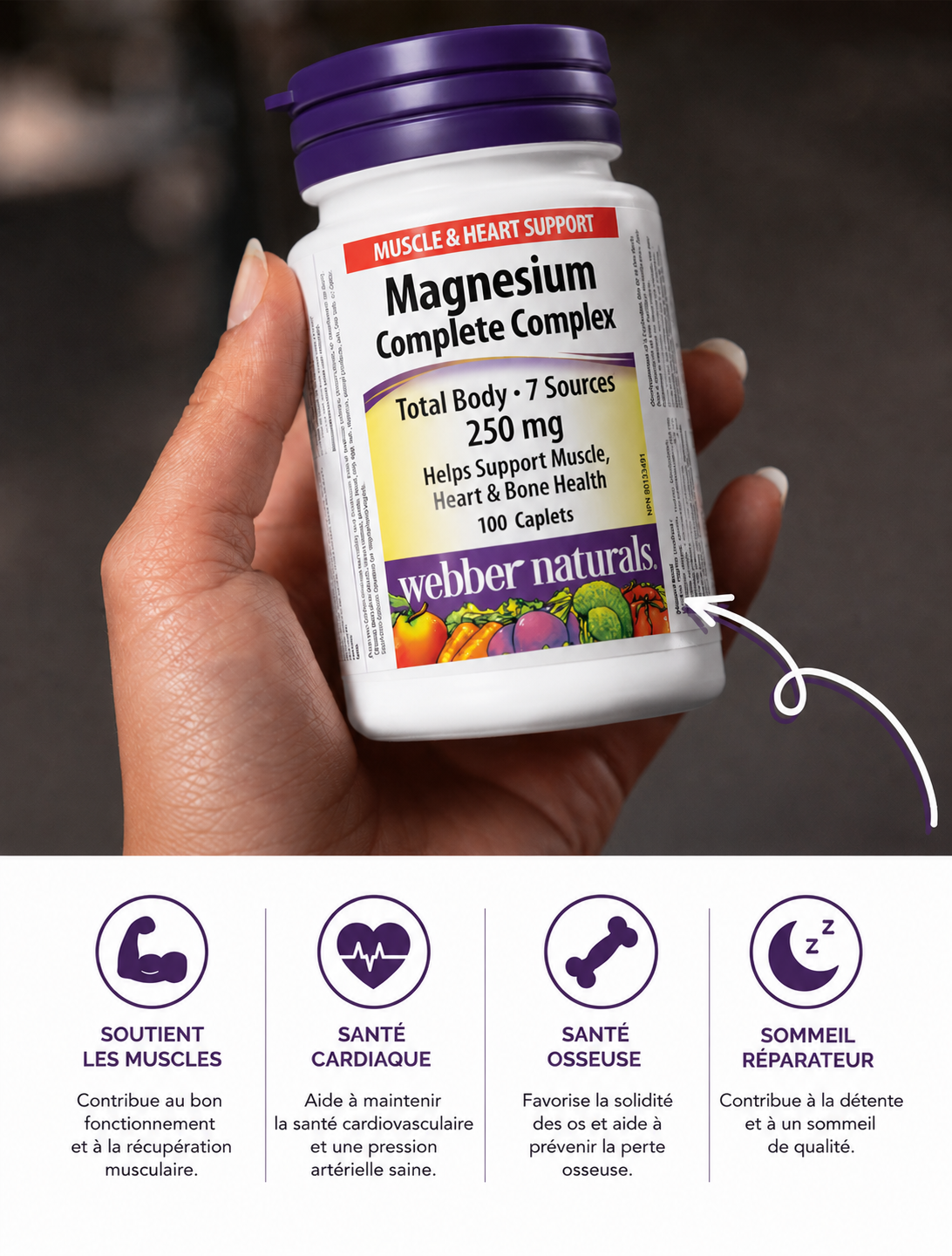 Complement Alimentaire -  Magnésium Complexe 7 sources , 100 caplets